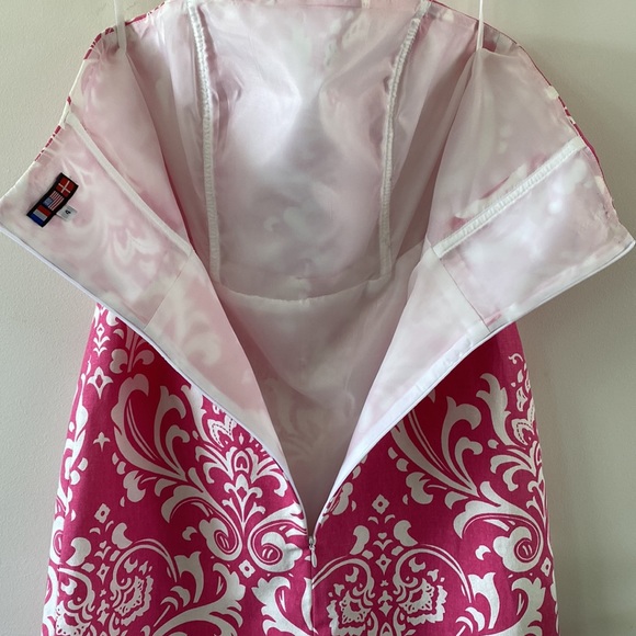 European Strapless Sundress Size 4.Lilly Pulitzer Style.Pink/White Great detail. - Picture 5 of 8